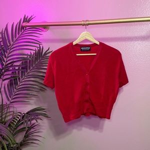 ABSOLUTELY - RED CROPPED SWEATER CARDIGAN